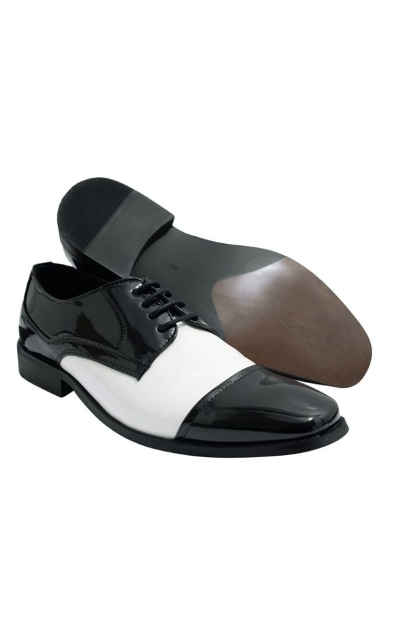 Vegas, Black & White Patent Shoes | Dobell