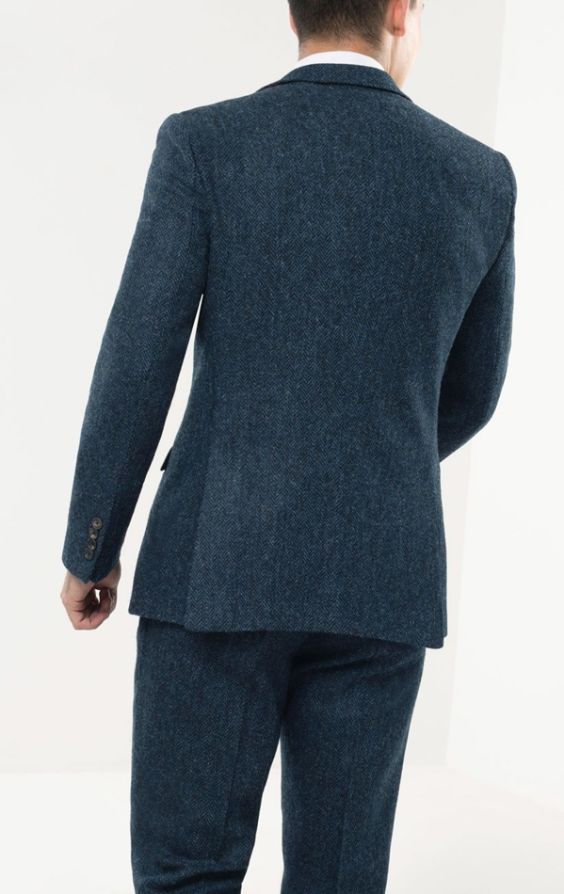 Blue Harris Tweed Suit Jacket