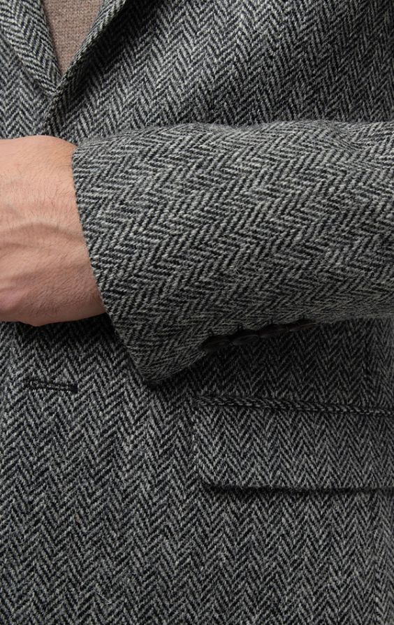 Harris Tweed of Scotland Gray Herringbone Tweed Jacket