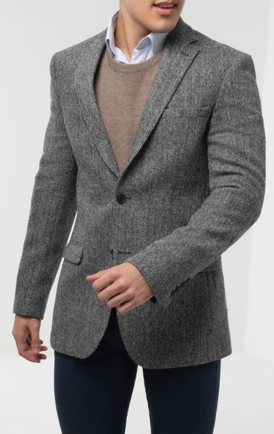 Harris Tweed Jacket | Grey w/ Cinnamon Check 