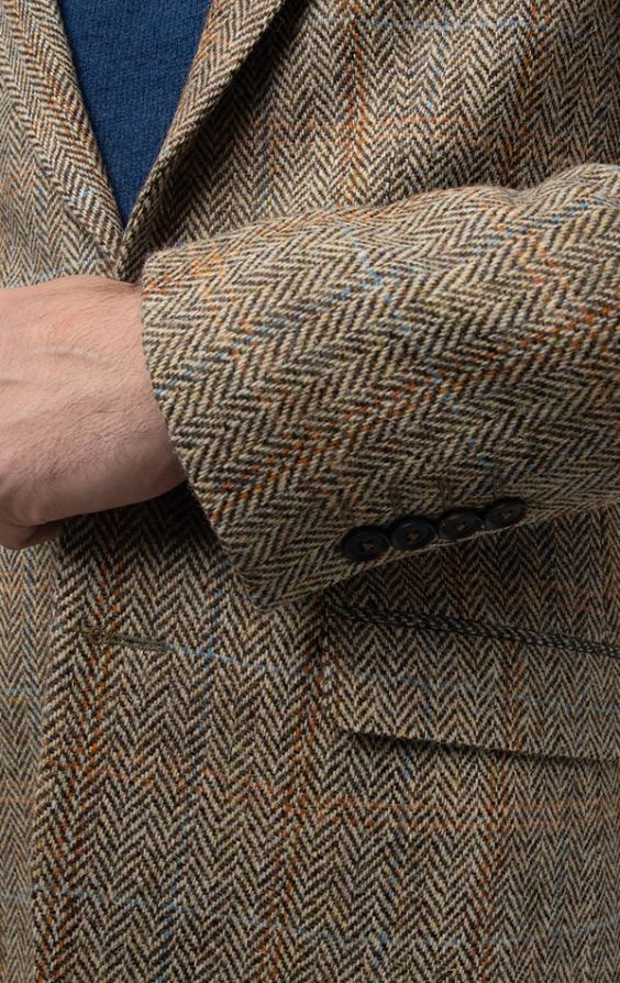 Harris Tweed of Scotland Brown Windowpane Tweed Jacket
