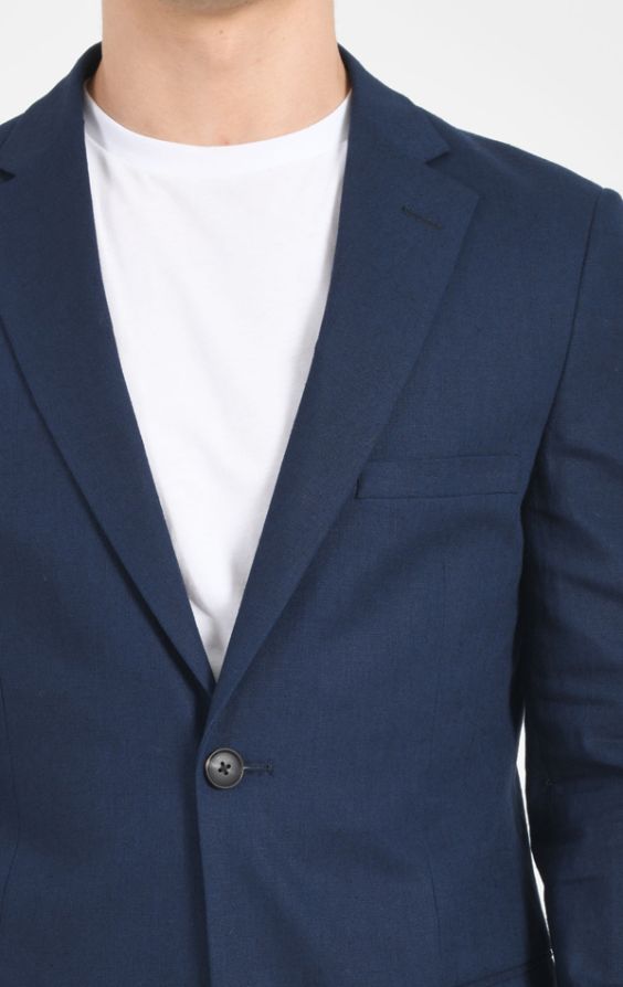 Dobell Navy Linen Suit
