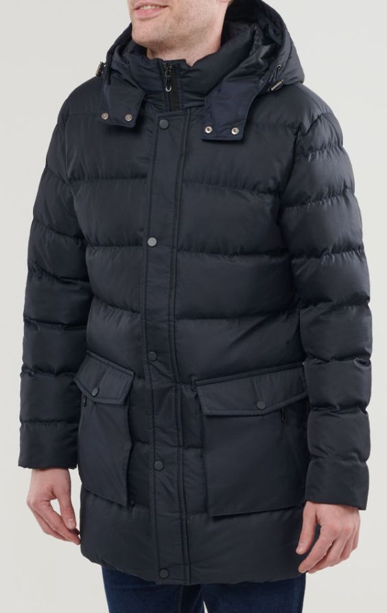 Navy Shower Resistant Down Filled Technical Parka with Detachable Hood ...