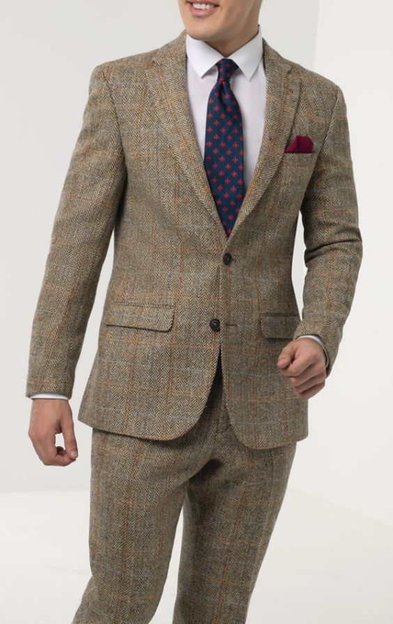 vertegenwoordiger onregelmatig Twisted Harris Tweed of Scotland Brown Windowpane Check Tweed Suit | Dobell