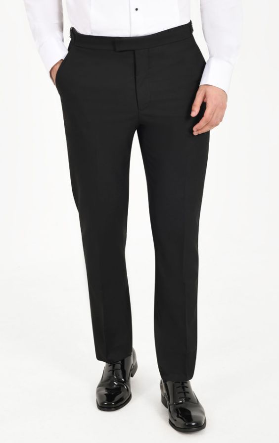 Dobell Black Tuxedo Pants with Satin Side Stripe