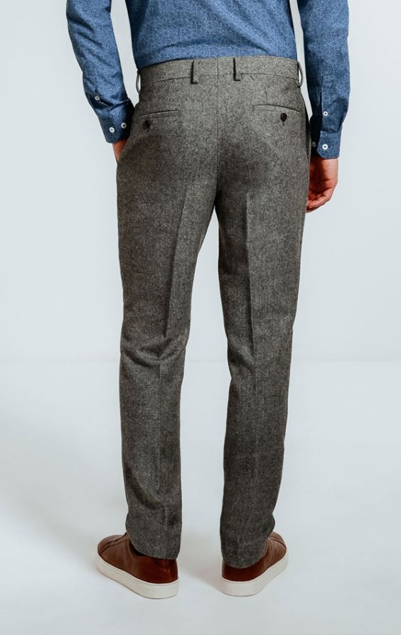 Dobell Light Grey Donegal Tweed Pants | Dobell