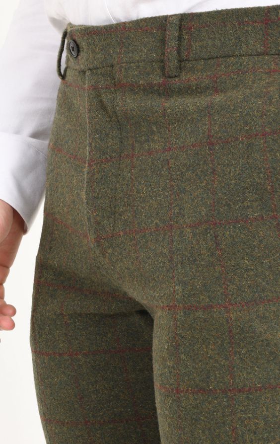 Loch Hart of Scotland Green Windowpane Check Tweed Pants | Dobell