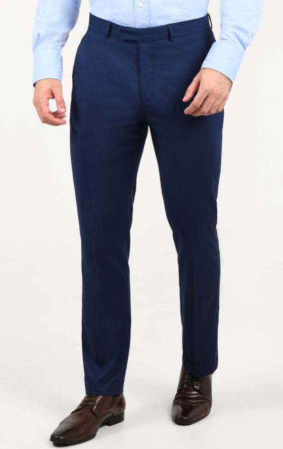 Dobell Dark Blue Slim Fit Suit Pants