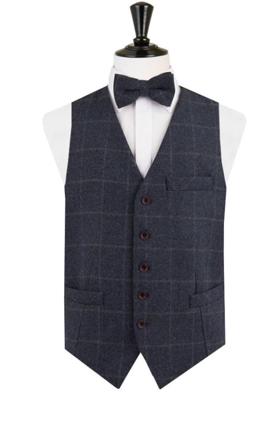 Navy Tweed Vest Dobell