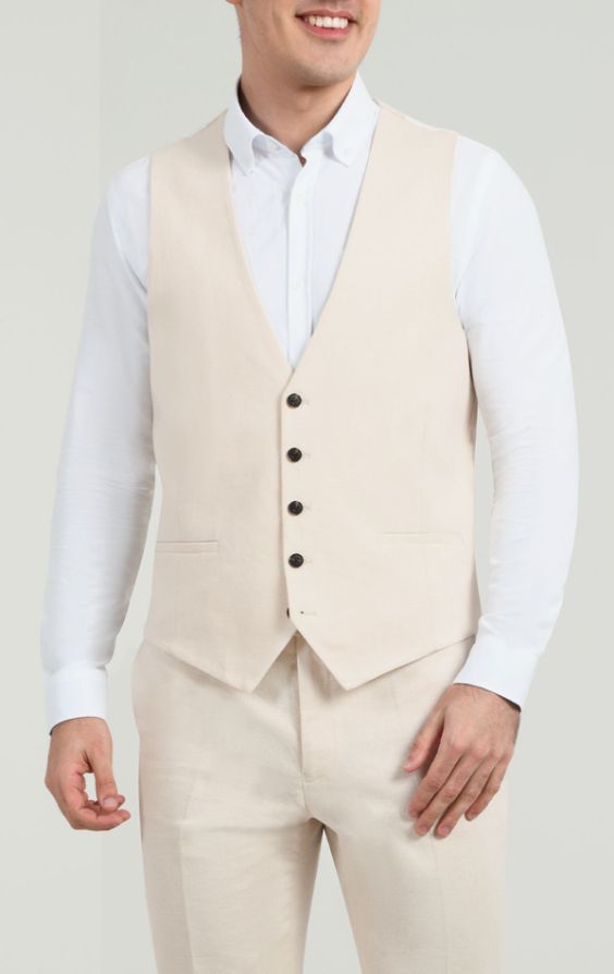 Dobell Cream Linen Vest