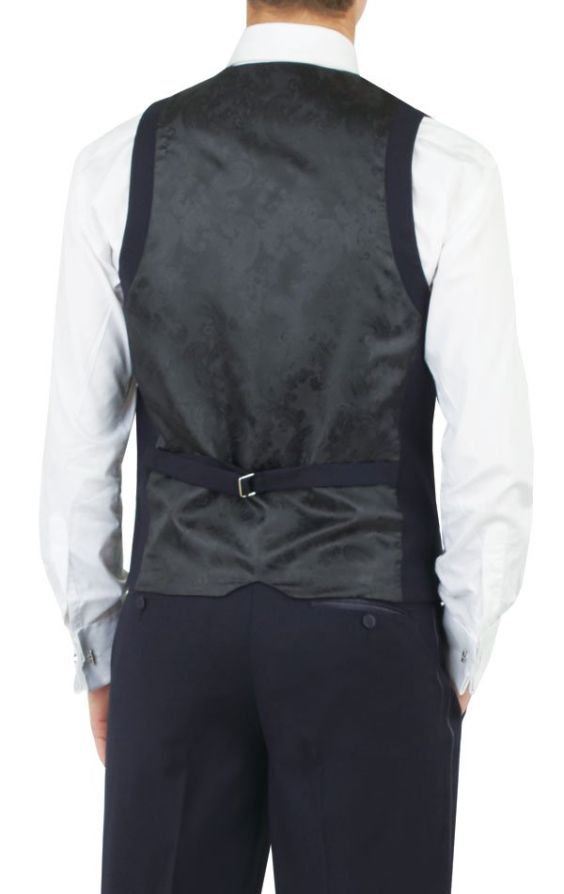 Alexander Dobell Navy Blue Slim Fit Jacquard Vest | Dobell