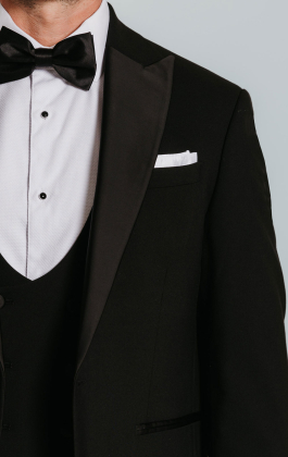 Black Slim-Fit Dinner Jacket with Peak Lapel