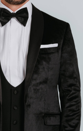 Black Slim Fit Velvet Jacket
