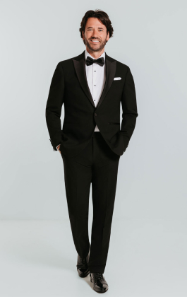 Black Slim-Fit Tuxedo with Peak Lapel