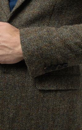 Harris Tweed of Scotland Green with Brown Overcheck Tweed Jacket