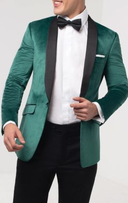 Dobell Dark Green Slim Fit Velvet Jacket | Dobell