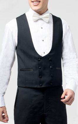 Dobell Black Double Breasted Slim Fit Tuxedo Vest | Dobell