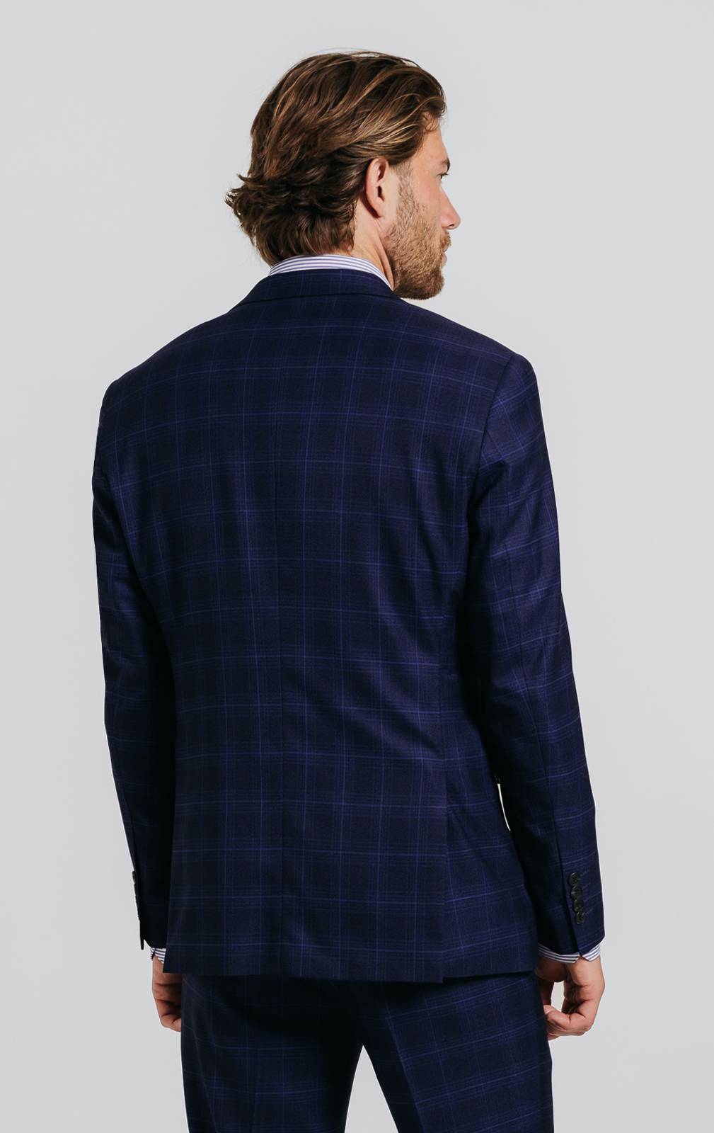 Navy with Blue Overcheck Suit Jacket Navy with Blue Overcheck Suit Jacket