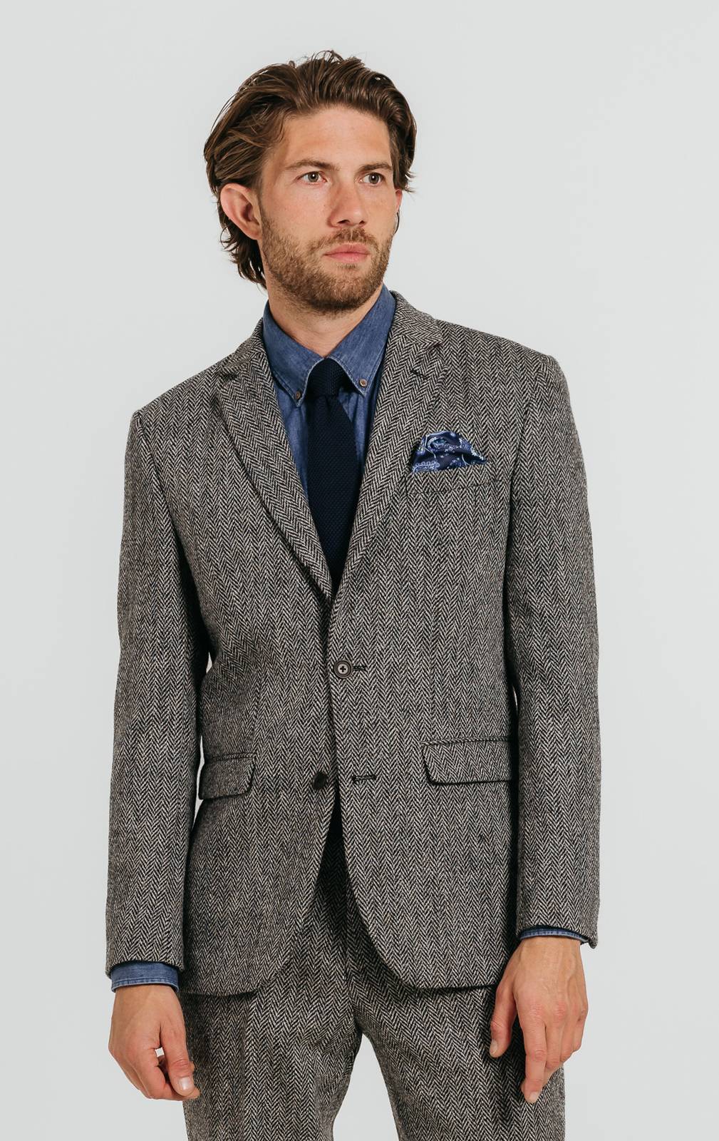 Harris Tweed of Scotland Grey Herringbone Tweed Jacket | Dobell