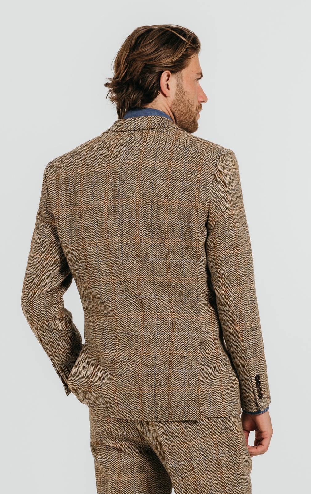 Harris Tweed of Scotland Brown Windowpane Check Tweed Suit | Dobell
