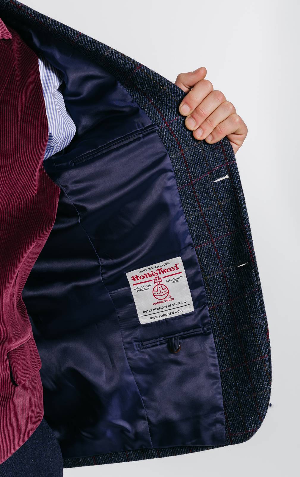 Harris Tweed of Scotland Dark Blue Windowpane Check Tweed Jacket Harris Tweed of Scotland Dark Blue Windowpane Check Tweed Jacket