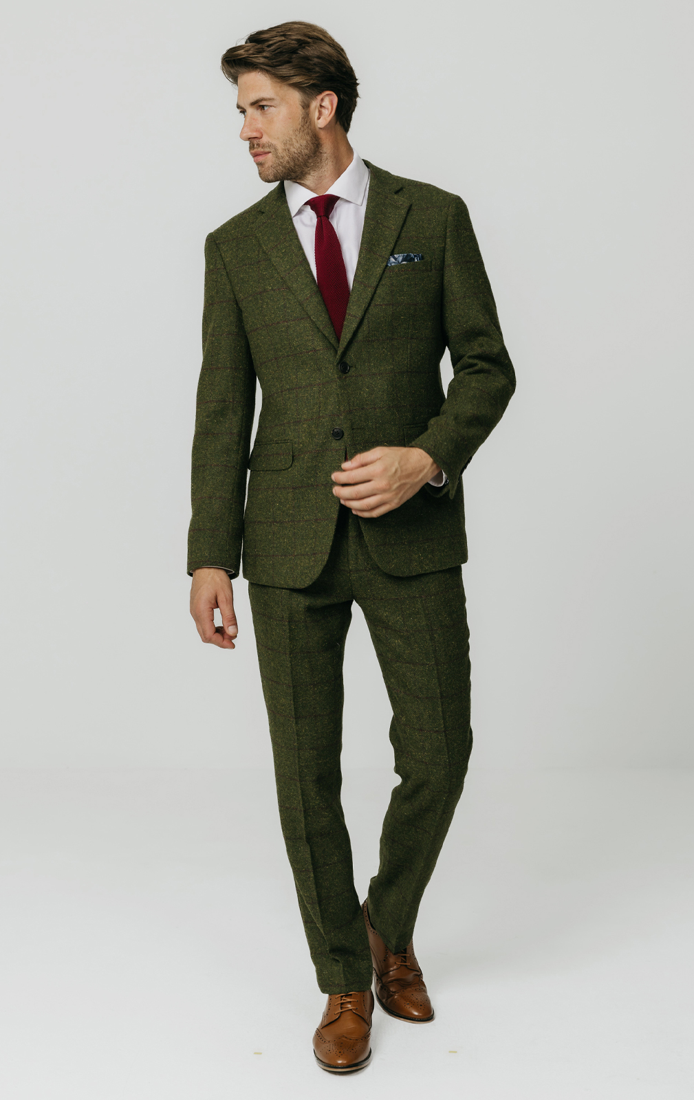 Green Windowpane Check Tweed Jacket | Dobell