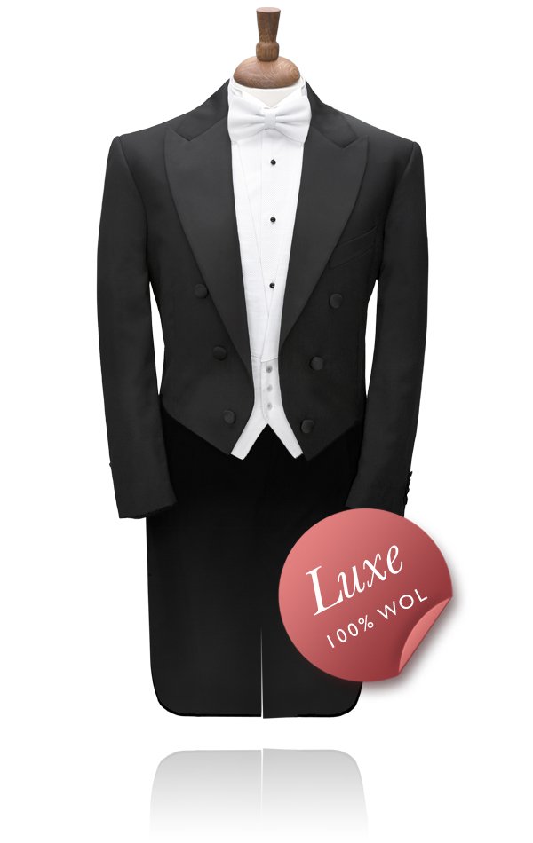 Dobell Mens Black Evening White Tie Tailcoat Jacket 100% Wool