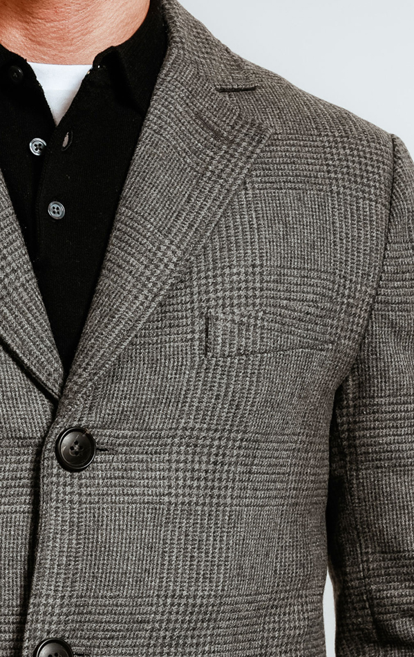 Dobell Grey Prince of Wales Check Tweed Overcoat | Dobell