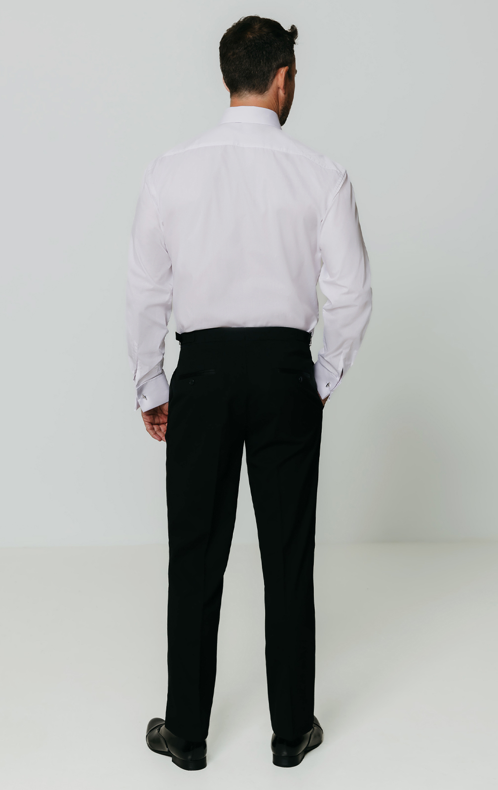 Dobell White Tuxedo Shirt with Stud Buttons