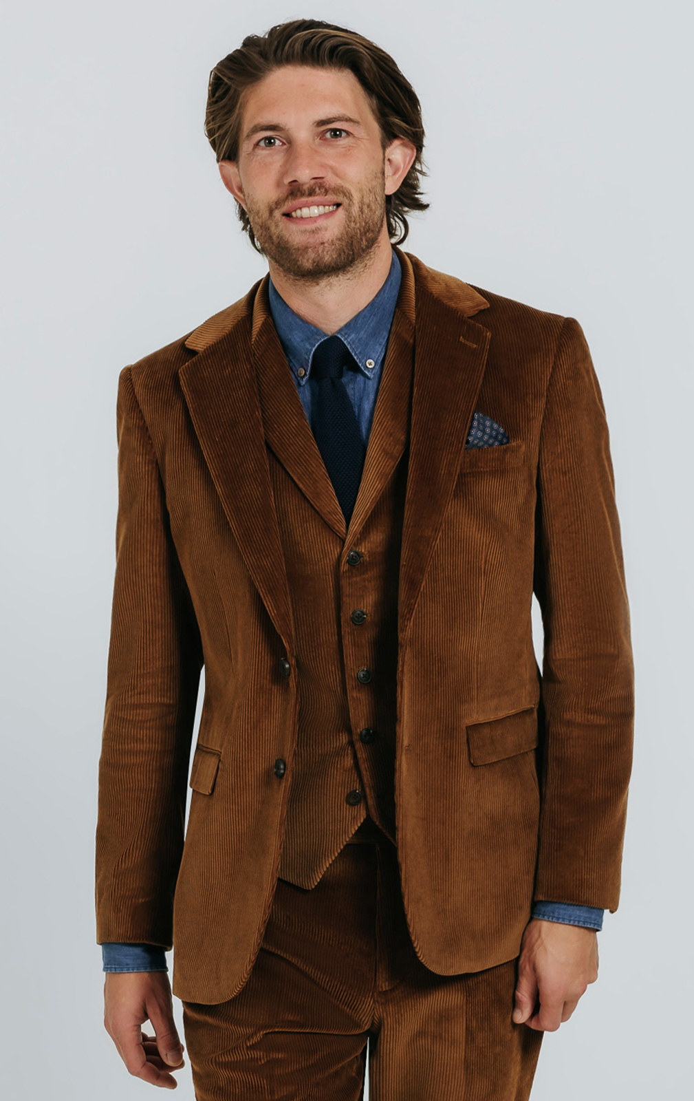 Mid Brown Corduroy 3 Piece Suit | Dobell