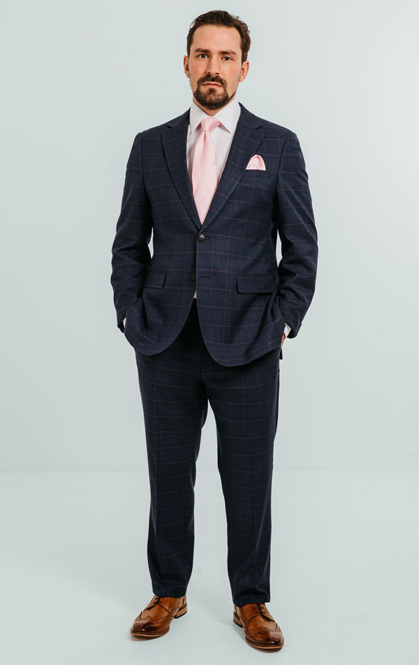 Navy with Pink Check Suit Navy with Pink Check Suit
