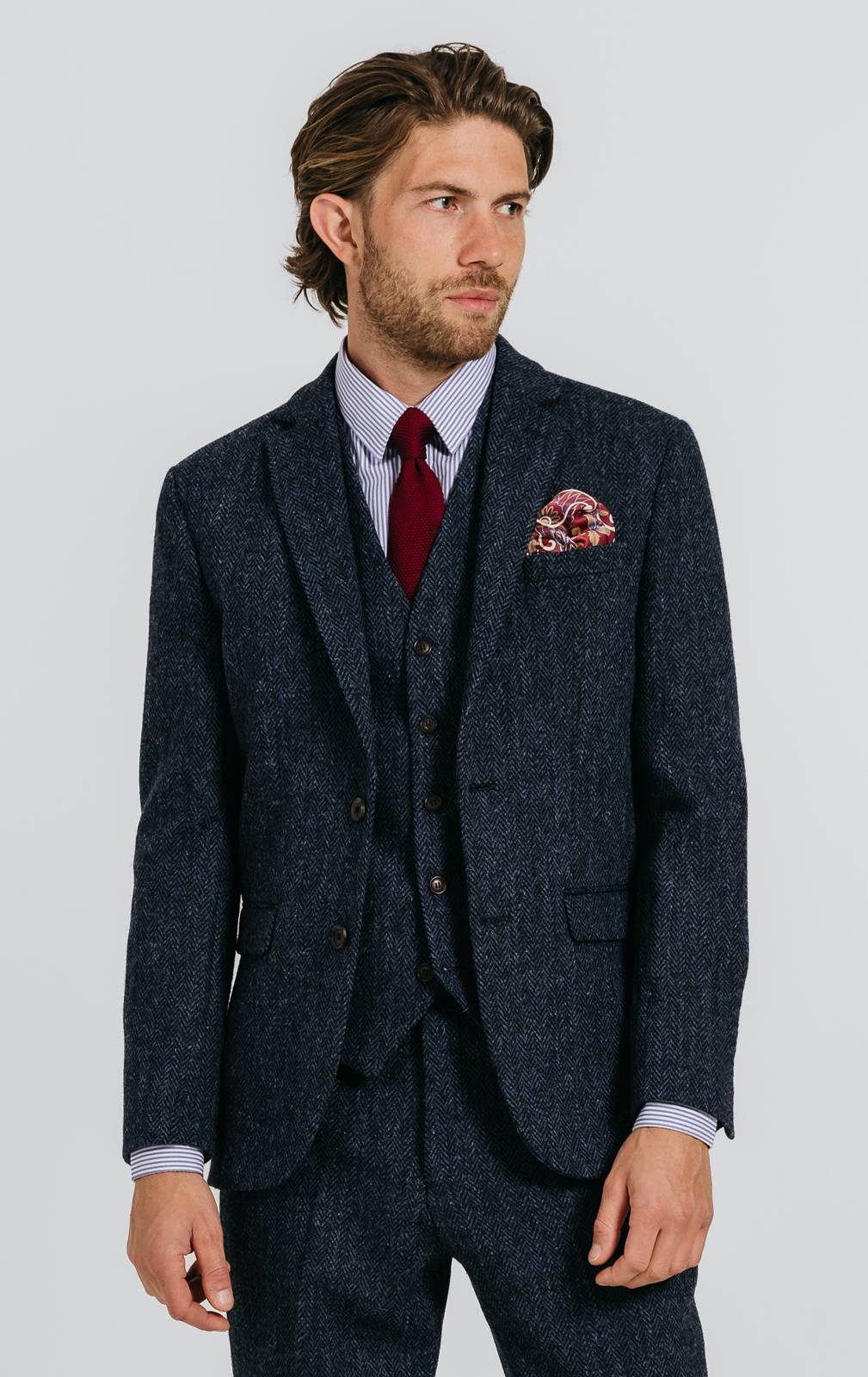 Harris Tweed of Scotland Blue Herringbone Suit | Dobell