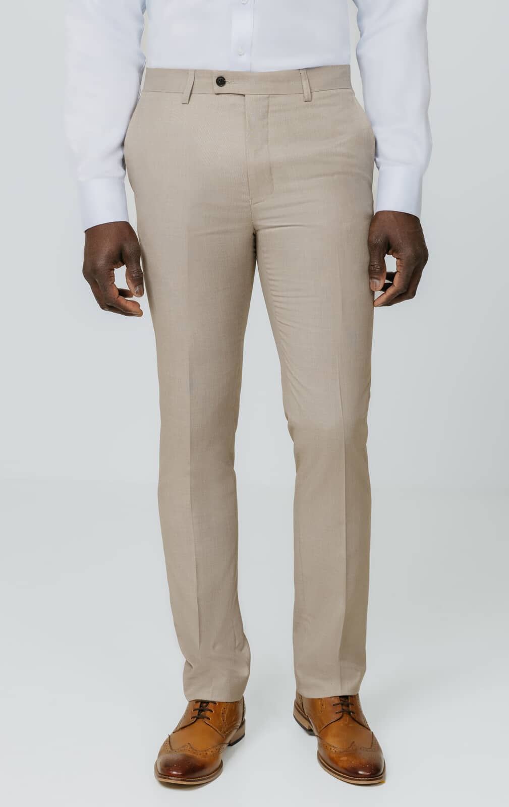 Stone Sharkskin Slim Fit Suit Pants