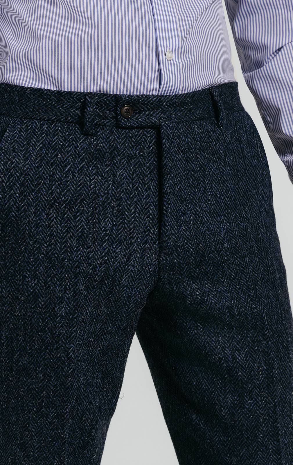 Harris Tweed of Scotland Blue Herringbone Suit Pants | Dobell