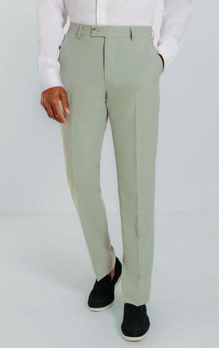 green dress pants Forest Green Wool Silk Linen Blend Custom Dress Pants main image 0
