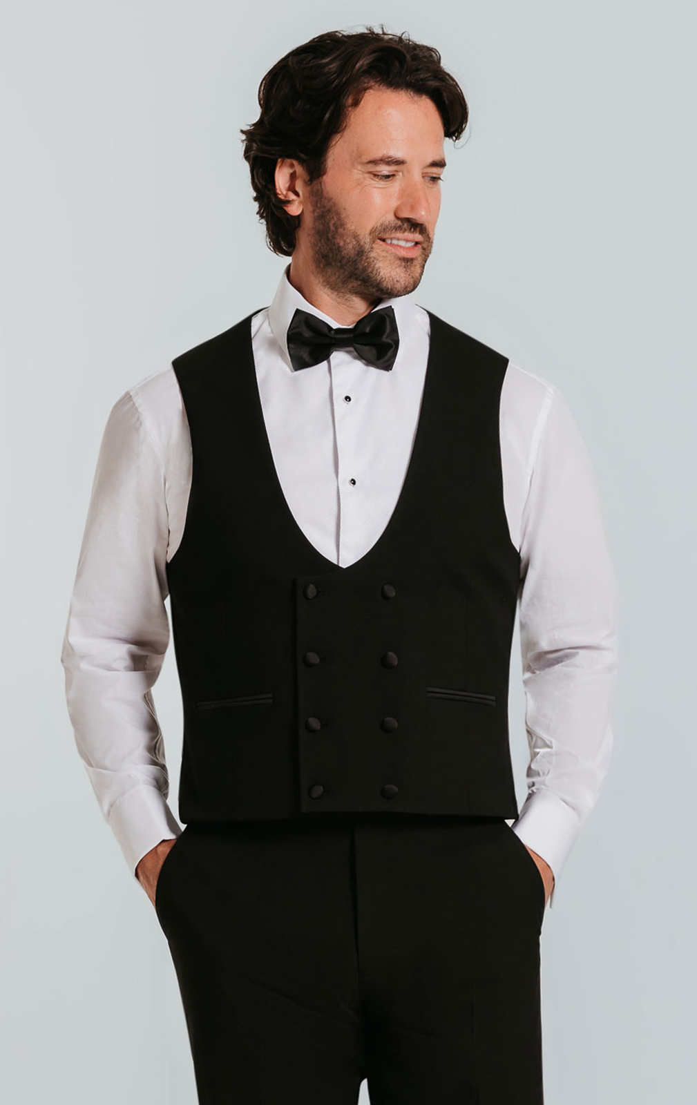 Black Double Breasted Tuxedo Vest | Dobell