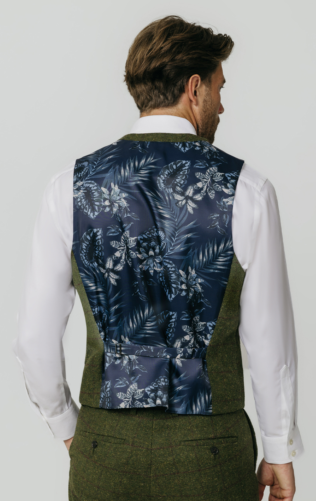 Dobell Green Windowpane Check Tweed Vest | Dobell