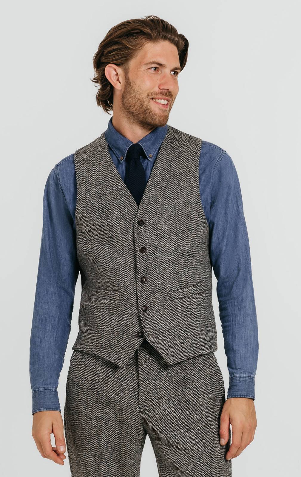 Harris Tweed of Scotland Gray Herringbone Tweed Jacket | Dobell