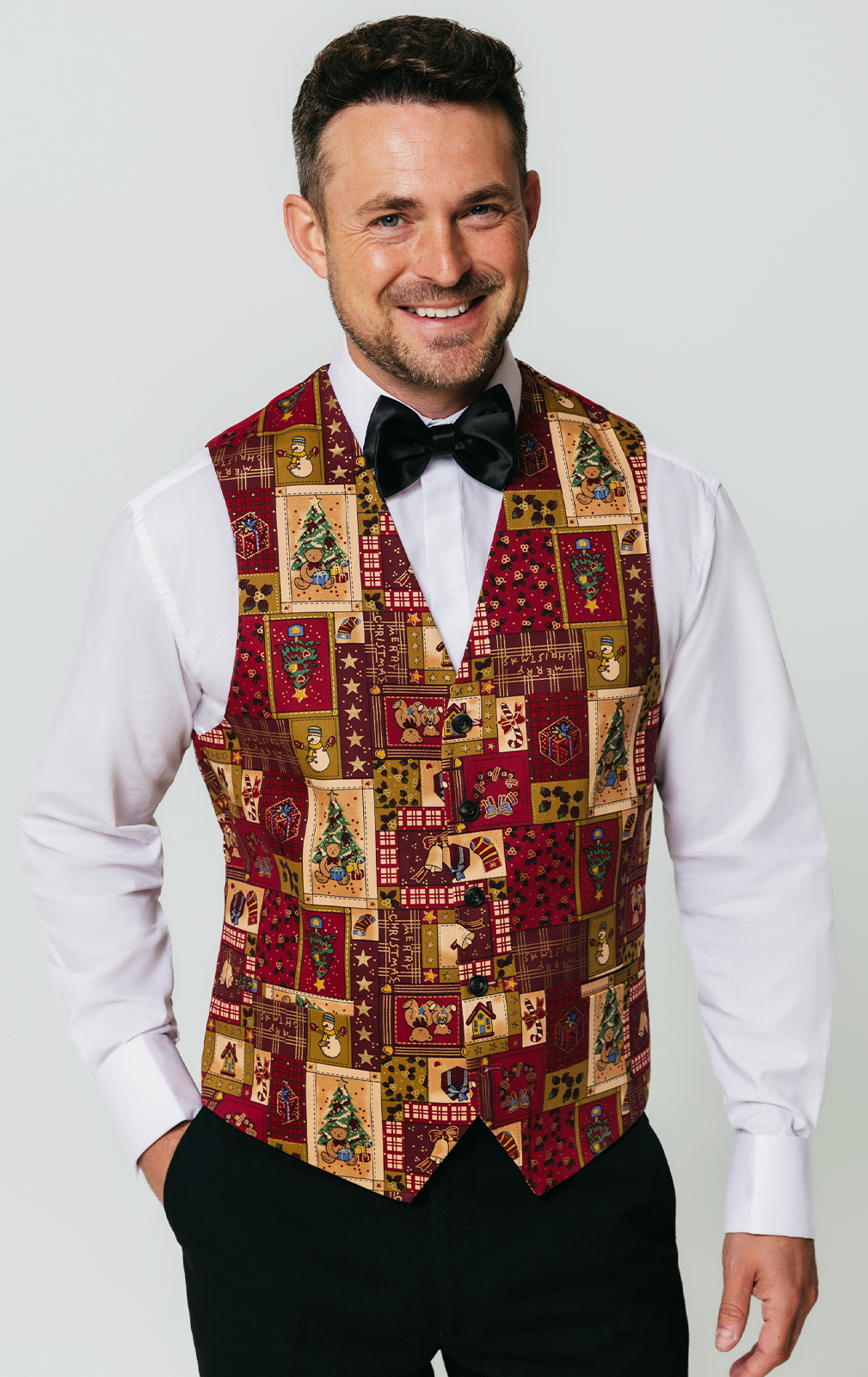 white christmas dresses Houndstooth Ribbed Trim Sweater Vest Dress – Home of Hanger Haus & Hair Haus main image 1
