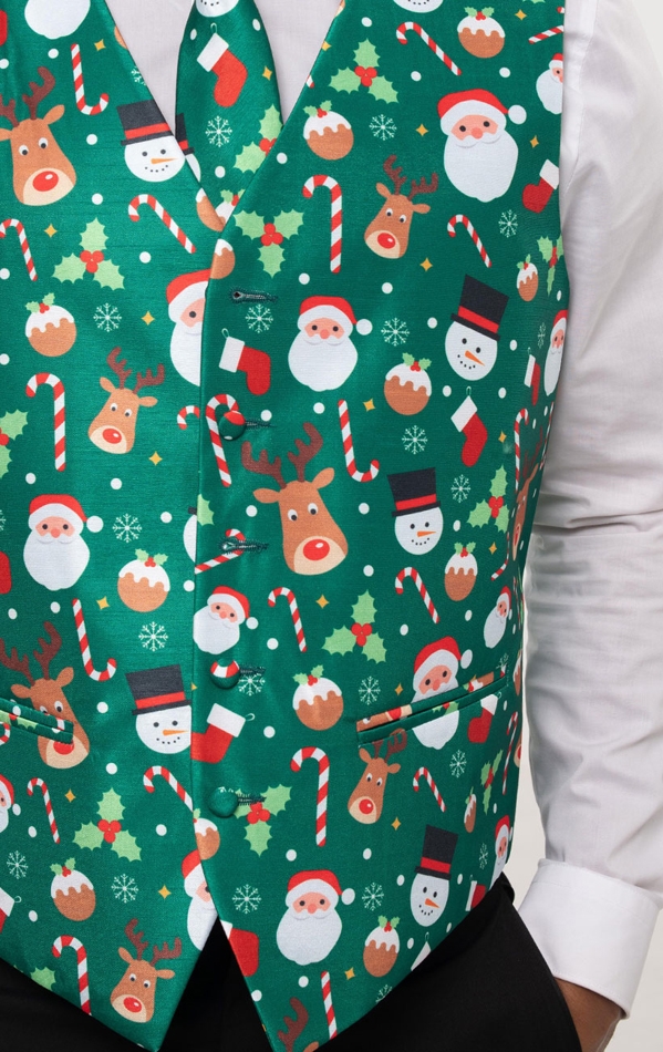 christmas dress vest Yuyamidu Christmas Reindeer Men's Slim Fit Suit Vest Wreaths Waistcoat with 3 Pockets for Business Formal Wedding Prom and Casual Tuxedo Wear Size 3XL