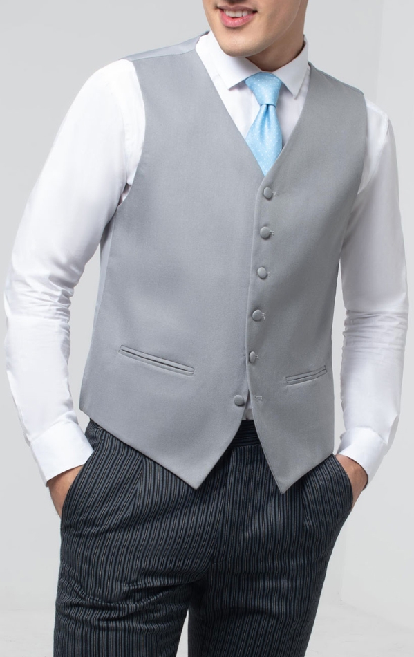 Dobell Dove Grey Single Breasted Morning Suit Vest