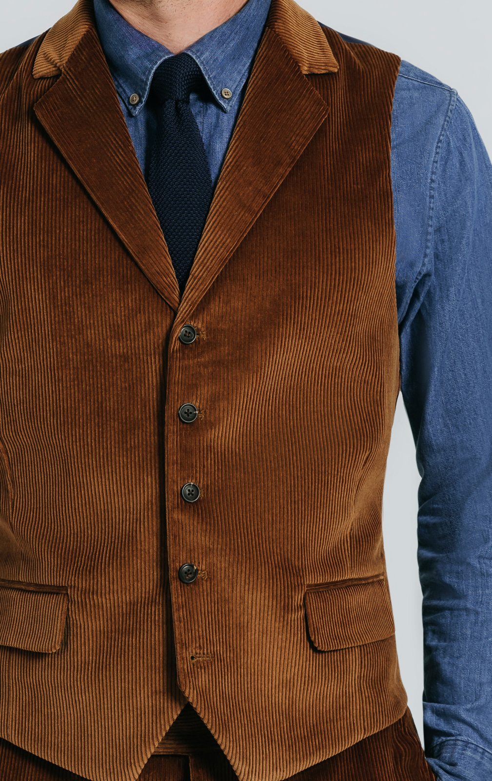 House Of Leather Gilet en daim véritable pour homme, style classique, veste Don, bleu marine, S