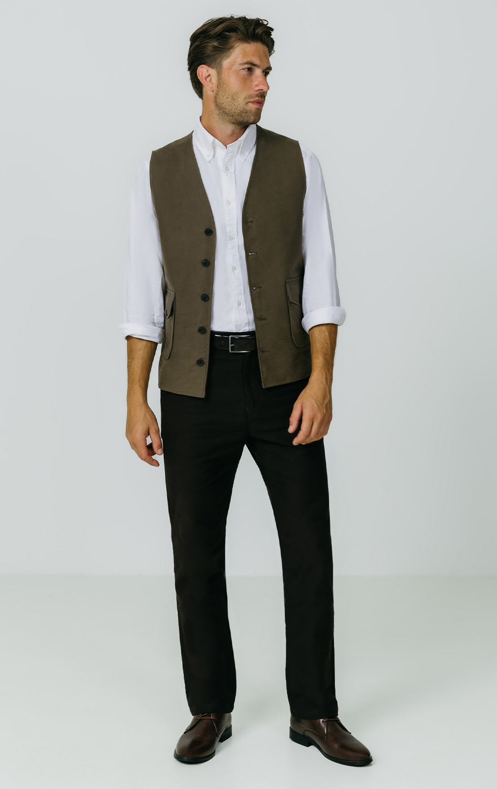Olive Moleskin Vest | Dobell