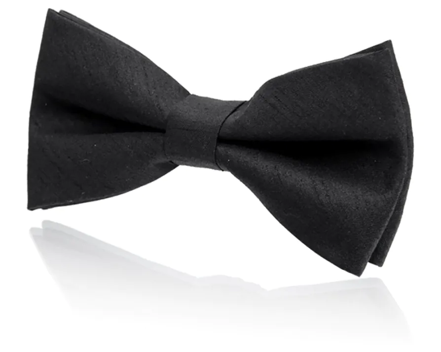 Boys Pre-Tied Black Poly Dupion Bow Tie Boys Pre-Tied Black Poly Dupion Bow Tie