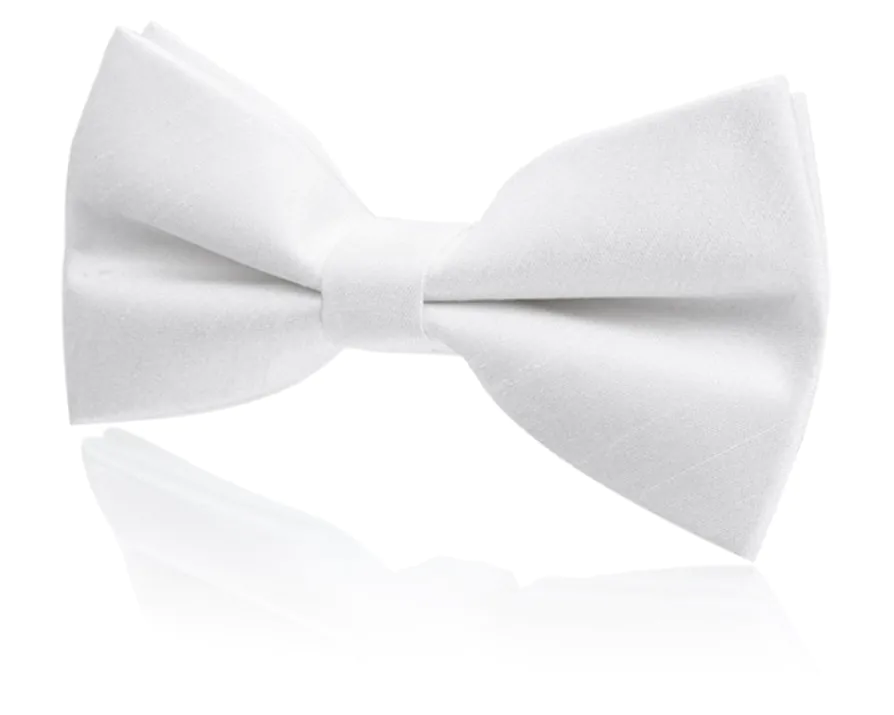Boys Pre-Tied White Poly Dupion Bow Tie Boys Pre-Tied White Poly Dupion Bow Tie