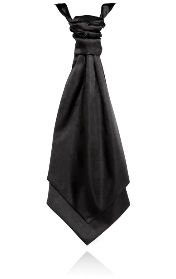 Boys Black Polyester Satin Cravat