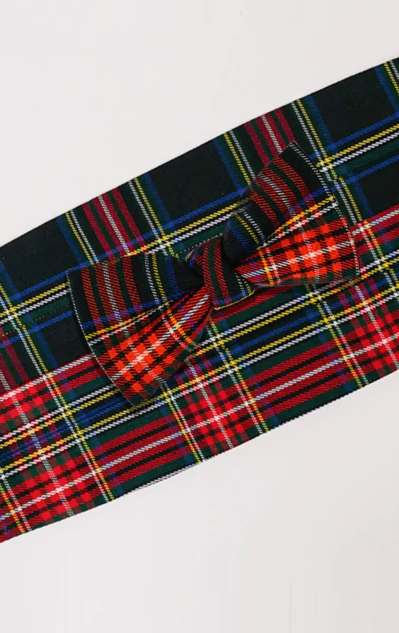 Navy Blue Tartan Cummerbund & PreTied Bow Tie Set Dobell