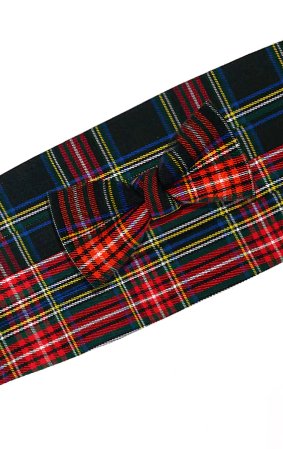 Navy Blue Tartan Cummerbund & Pre-Tied Bow Tie Set - photo 1
