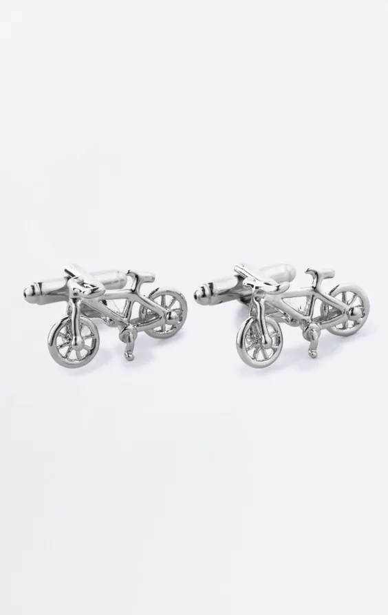 Silver Colored Bicycle Cufflinks Silver Colored Bicycle Cufflinks