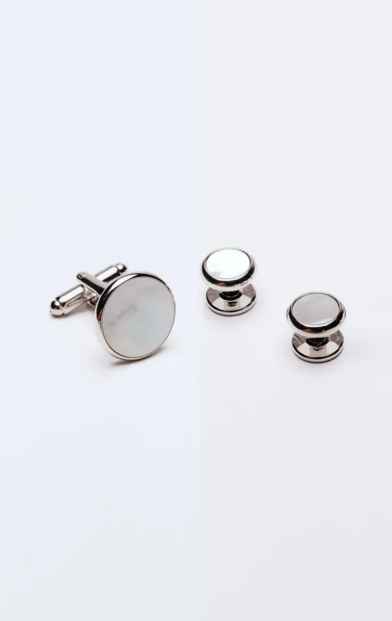 Mother Of Pearl & Silver Cufflinks (O/O) | The Antique Jewellery Company - Foto 9